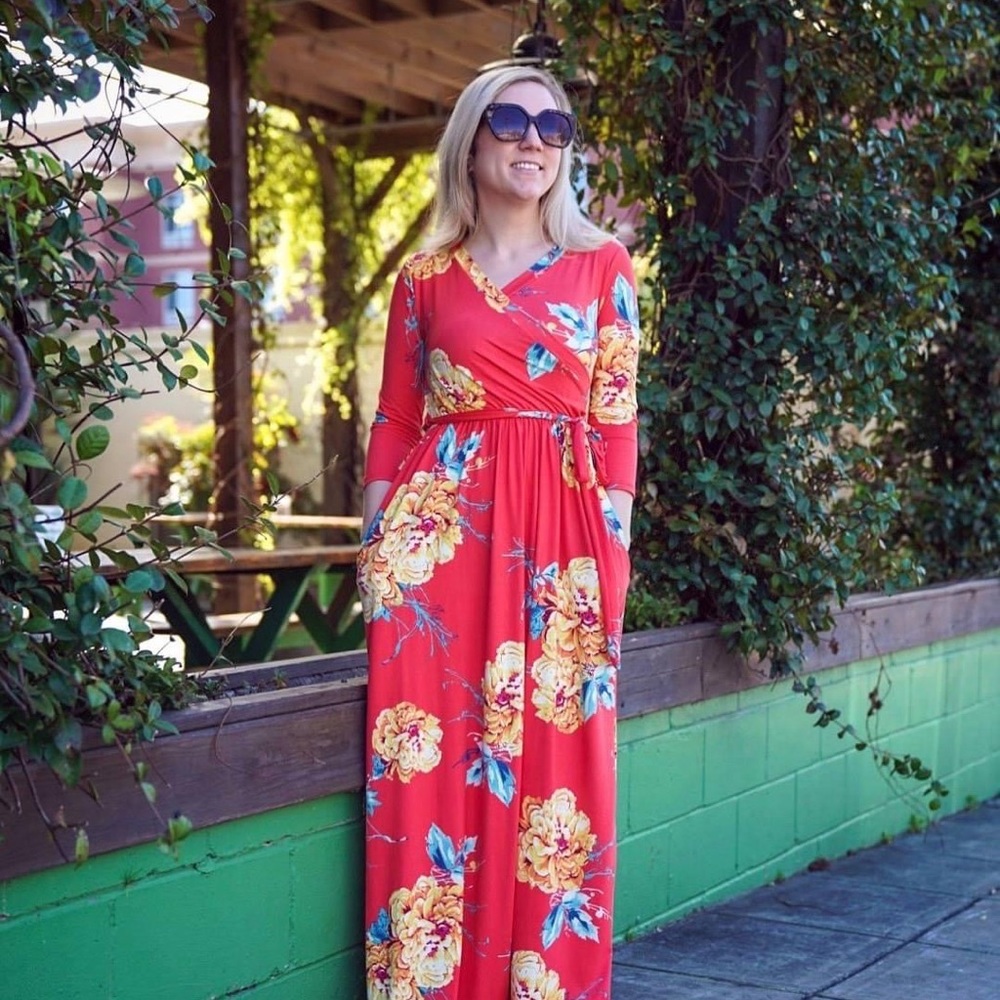 Coral Floral Maci Dress